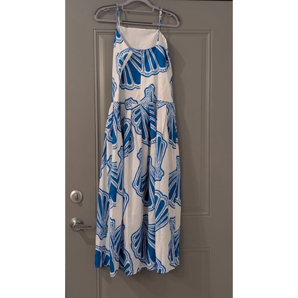 Women's Unbranded White & Blue Shell Print Maxi Dress M - Picture 8 of 11
